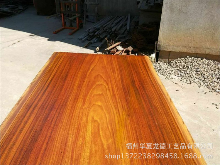 奥坎实木大板平桌原木天然整体桌子连体茶桌茶台商务办公桌可定制示例图1