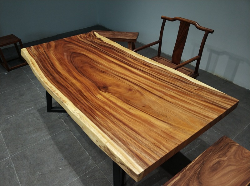 华夏龙德轩胡桃木实木大板桌整块原木办公桌现代简约休闲书桌特价示例图7