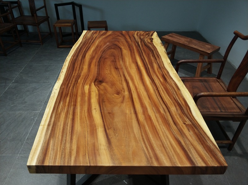 华夏龙德轩胡桃木实木大板桌整块原木办公桌现代简约休闲书桌特价示例图5