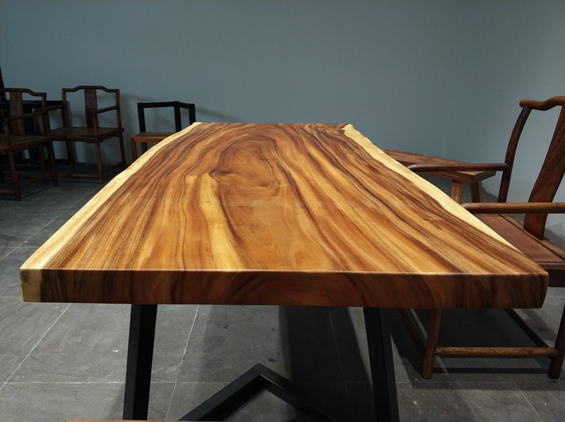 华夏龙德轩胡桃木实木大板桌整块原木办公桌现代简约休闲书桌特价示例图6