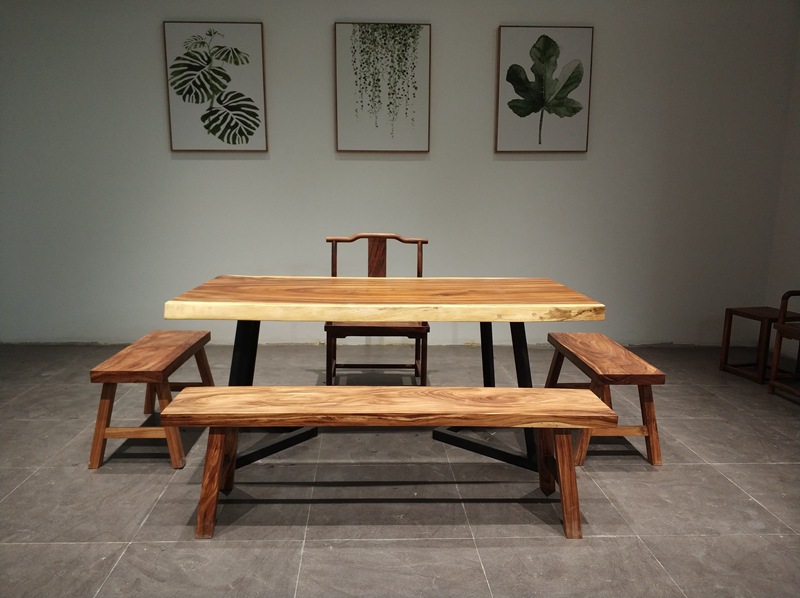 华夏龙德轩胡桃木实木大板桌整块原木办公桌现代简约休闲书桌特价示例图9