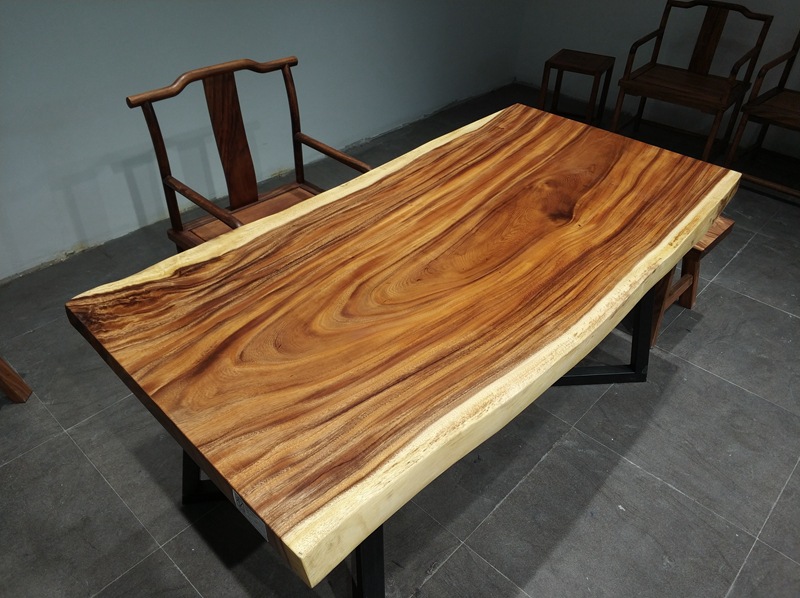 华夏龙德轩胡桃木实木大板桌整块原木办公桌现代简约休闲书桌特价示例图8