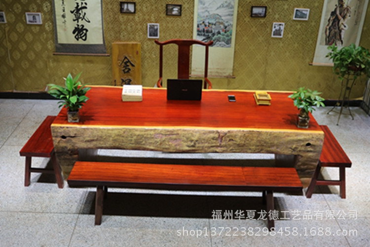 红花梨实木大板桌整体桌会议桌原木大平桌泡茶台大唐接待桌可定制示例图19