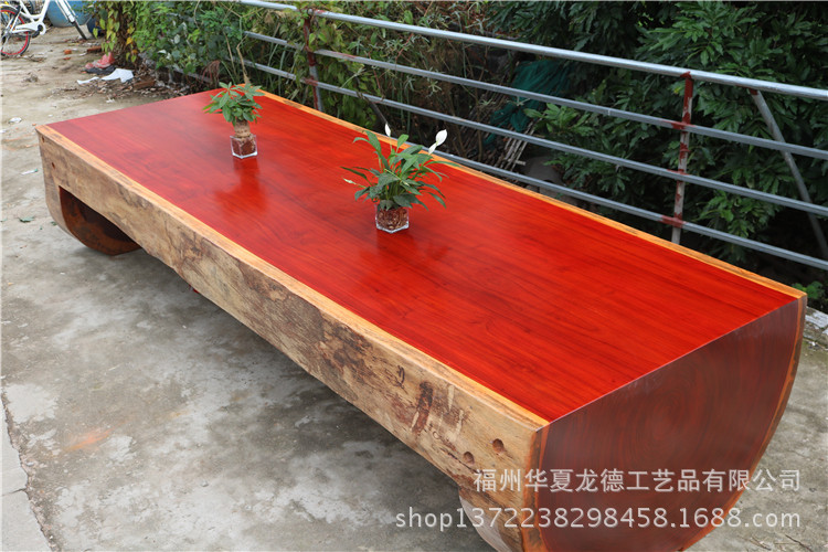 红花梨实木大板桌整体桌会议桌原木大平桌泡茶台大唐接待桌可定制示例图13