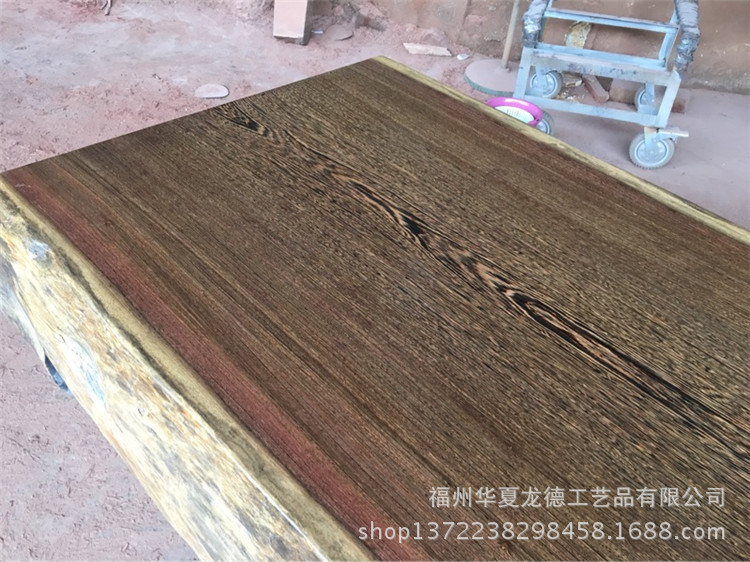 华夏龙德轩鸡翅木实木大板平桌会议桌天然脚整体办公桌可定制尺寸示例图19