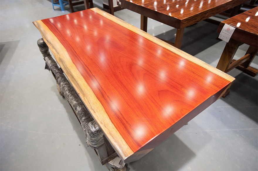 红花梨实木原木根雕大板桌餐桌小书桌画案办公桌红木独板现货示例图2