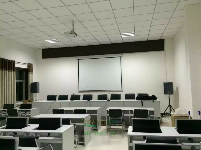 科桌家具多媒体翻转电脑桌 部队培训桌 智能翻转会议桌示例图8