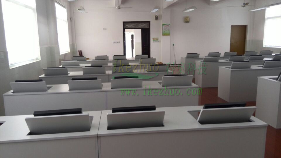 科桌家具多媒体翻转电脑桌 部队培训桌 智能翻转会议桌示例图15