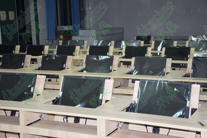 科桌家具多媒体翻转电脑桌 部队培训桌 智能翻转会议桌示例图1