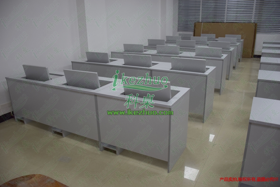 科桌家具多媒体翻转电脑桌 部队培训桌 智能翻转会议桌示例图2