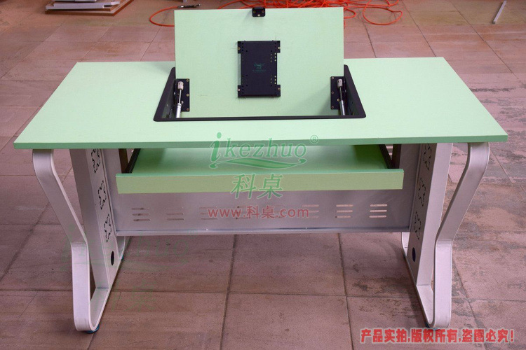 钢木结合翻转电脑桌 液晶屏显示器翻转会议桌 多媒体学校机房电教示例图7