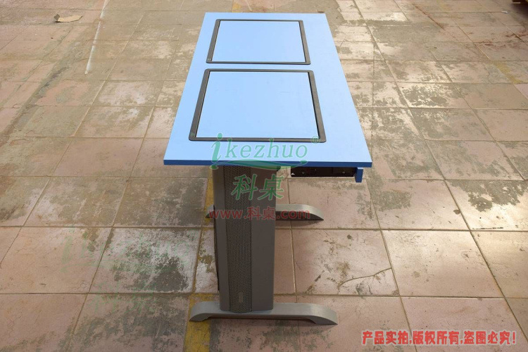 钢木结合翻转电脑桌 液晶屏显示器翻转会议桌 多媒体学校机房电教示例图9