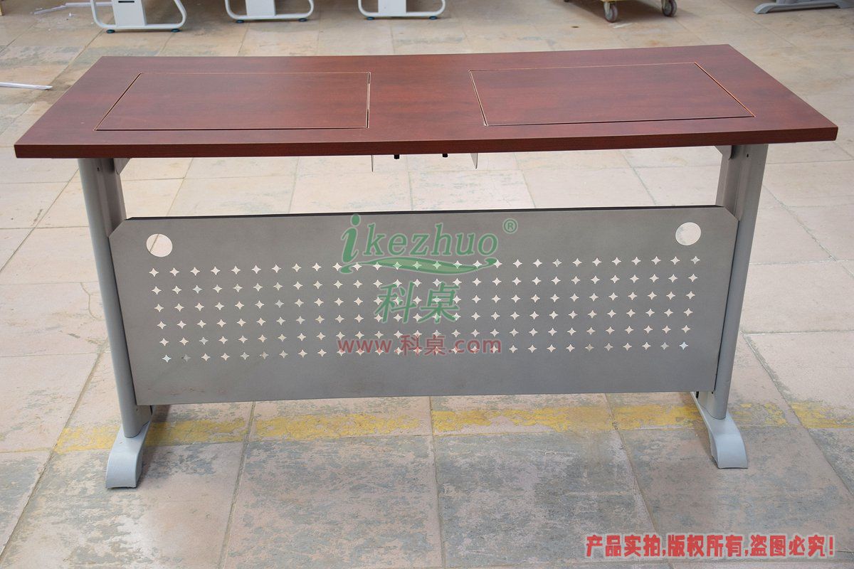 钢木结合翻转电脑桌 液晶屏显示器翻转会议桌 多媒体学校机房电教示例图3