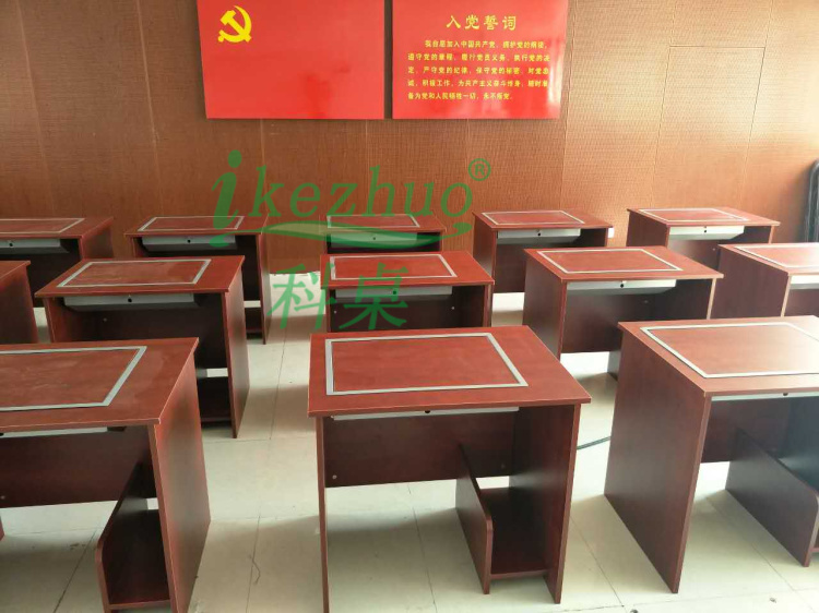 科桌K088部队翻转电脑桌 单人隐藏式显示器会议桌 多媒体教室培训桌示例图1