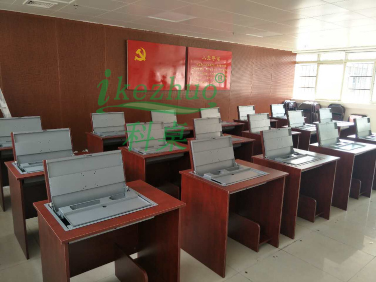 科桌K088部队翻转电脑桌 单人隐藏式显示器会议桌 多媒体教室培训桌示例图4