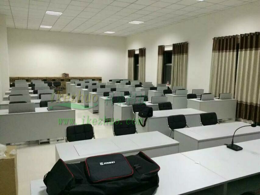 科桌液晶屏升降电脑桌 显示器升降会议桌 银行部队培训桌电动升降示例图25
