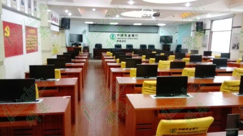 科桌液晶屏升降电脑桌 显示器升降会议桌 银行部队培训桌电动升降示例图11