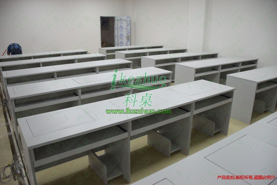 科桌液晶屏升降电脑桌 显示器升降会议桌 银行部队培训桌电动升降示例图37