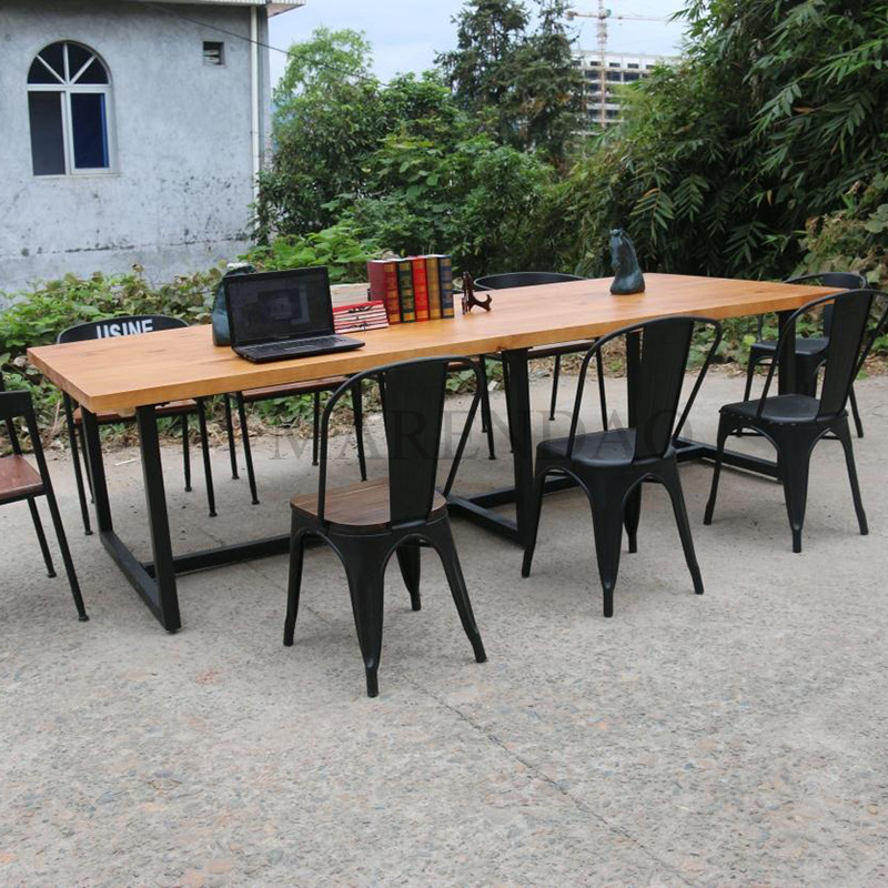 组合办公桌实木公司职员长条会议桌椅 仙源美式复古办公家具品牌示例图9