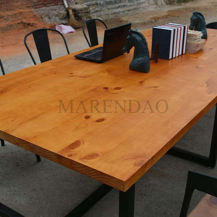 组合办公桌实木公司职员长条会议桌椅 仙源美式复古办公家具品牌示例图10