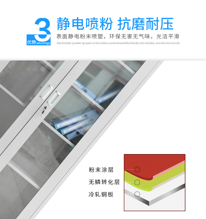 钢制资料柜文件柜办公档案加厚偏三斗内保文件柜凭证柜储物柜子示例图9