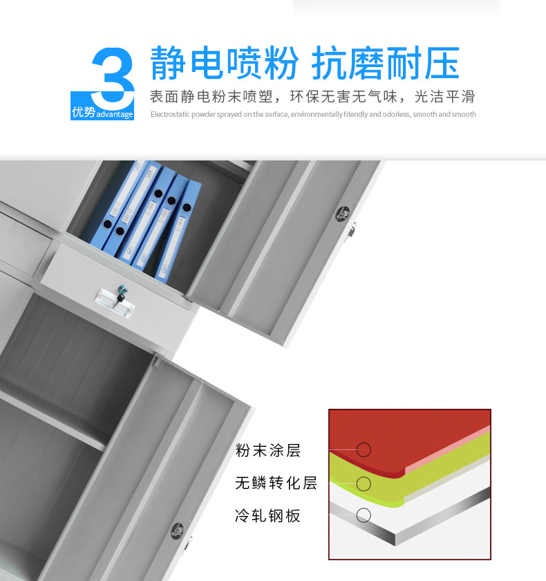 办公档案资料柜中二斗铁文件柜资料柜文件柜铁皮柜凭证柜储物柜子示例图9