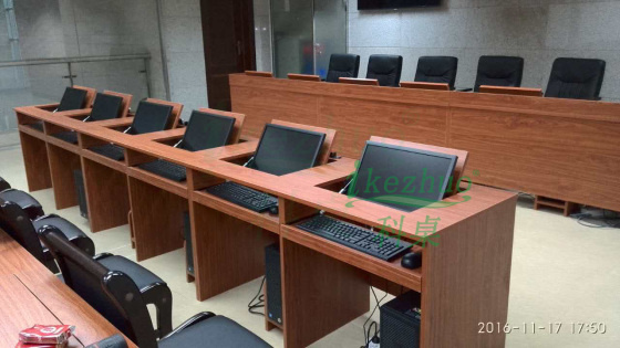 多媒体电脑桌 多功能翻转电脑桌 会议室智能办公桌示例图1