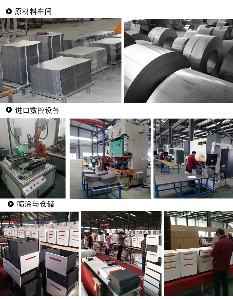 钢制活动柜办公柜子文件柜矮柜带锁桌下储物柜三抽屉办公室小柜子示例图37