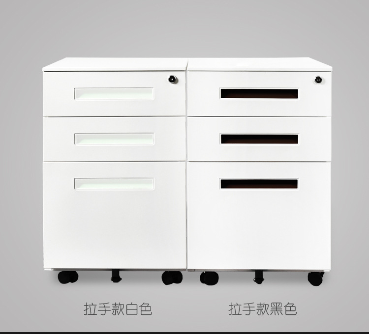 钢制活动柜办公柜子文件柜矮柜带锁桌下储物柜三抽屉办公室小柜子示例图30