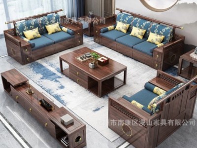 新中式金花梨木全实木沙发组合现代简约大小户型冬夏两用客厅家具图2