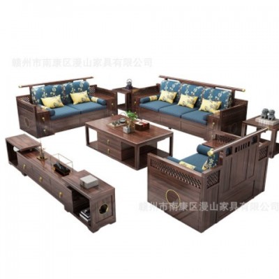 新中式金花梨木全实木沙发组合现代简约大小户型冬夏两用客厅家具