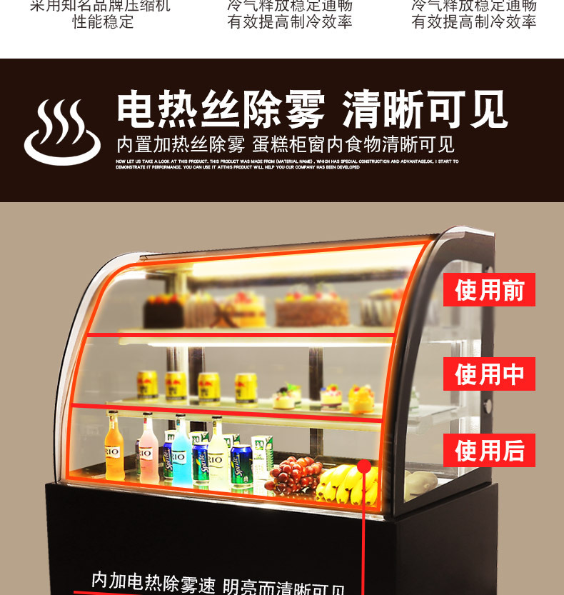 浩博蛋糕柜1.2米冷藏展示柜商用水果甜品保鲜柜冰柜风冷保温柜示例图5