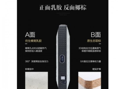 七星级天然乳胶椰棕席梦思一软一硬静音床垫恒温鹅绒面料独立弹簧图2