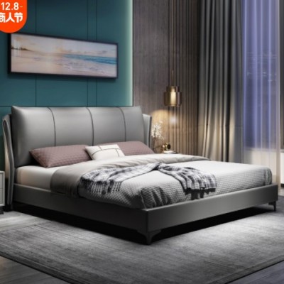 床现代简约科技布床双人主卧室1.8米大床意式轻奢软床北欧布艺床