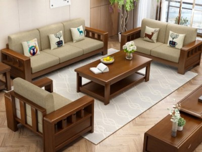 中式实木沙发组合现代布艺贵妃冬夏两用储物简约小户型客厅家具