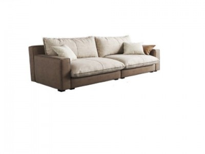 意式极简科技布沙发北欧现代客厅羽绒乳胶沙发轻奢多功能直排沙发