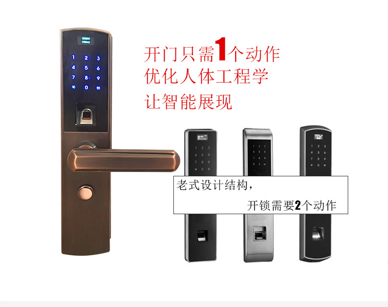 厂家直销指纹锁密码锁刷卡感应智能家用防盗门锁远程临时秘钥APP示例图143