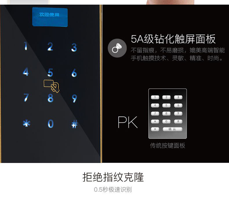 智能指纹密码刷卡锁家用防盗门锁大门密码锁自动上锁示例图7