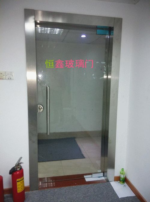 深圳商场玻璃门店铺玻璃门黑钛金玻璃门考勤密码锁玻璃门安装维修示例图6