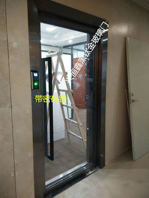 深圳密码锁玻璃门维修定做黑钛金玻璃门酒店店铺办公室玻璃门示例图4