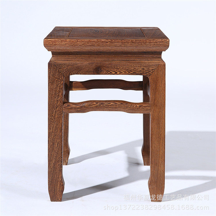 鸡翅木家具简约中式仿古矮凳实木凳红木小方凳勾角凳家用换鞋凳子示例图8