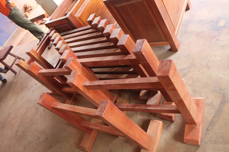 福建闽侯实木大板桌面支架支撑架原木墩子办公桌腿凳配套支架批发示例图8