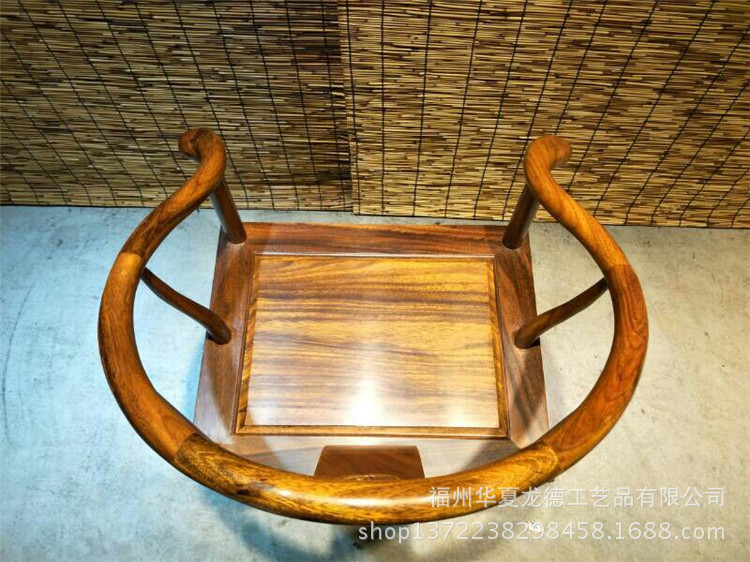 华夏龙德轩实木大板配套奥坎圈椅子明清古典红木家具原木休闲椅凳示例图12