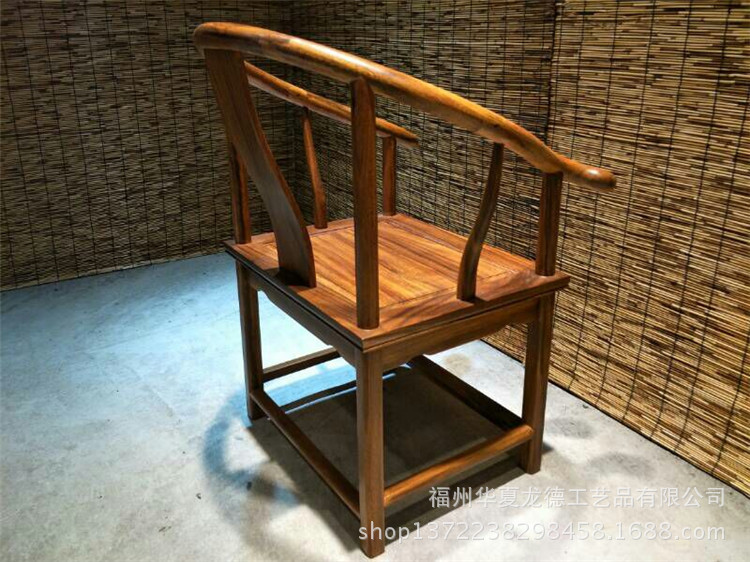 华夏龙德轩实木大板配套奥坎圈椅子明清古典红木家具原木休闲椅凳示例图10