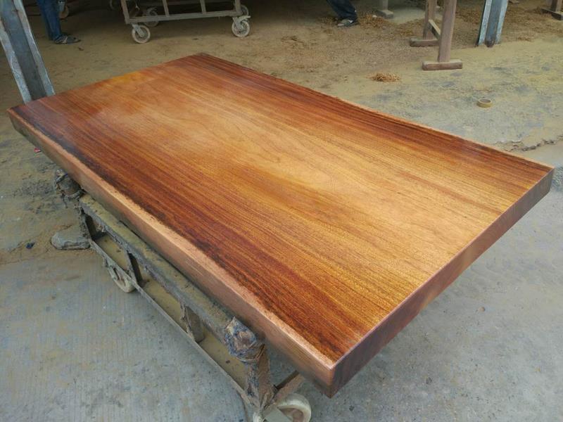 奥坎实木大板桌非洲绿心檀原木根雕大班台简约画案餐桌送工字架示例图7