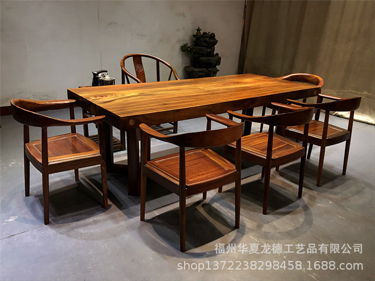 实木大板配套奥坎椅子新式红木家具榫卯结构原木休闲椅凳批发示例图8