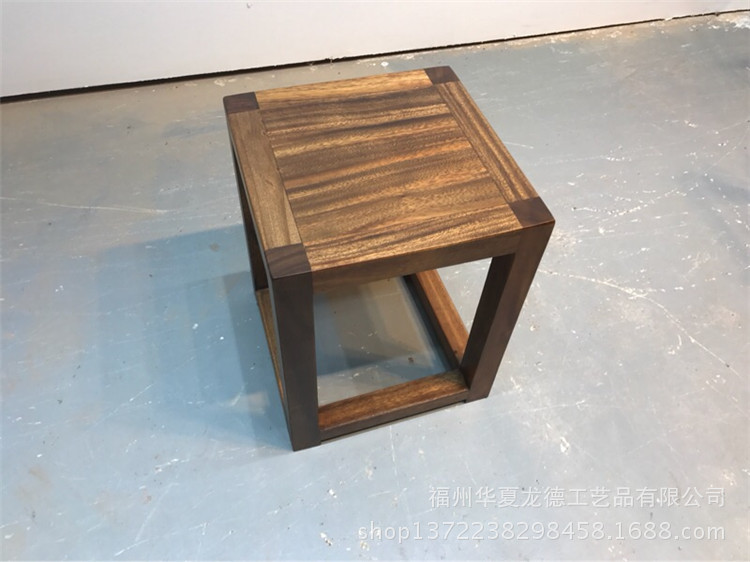 华夏龙德轩南美花梨胡桃木方凳子实木大板桌配套原木简约凳子批发示例图7