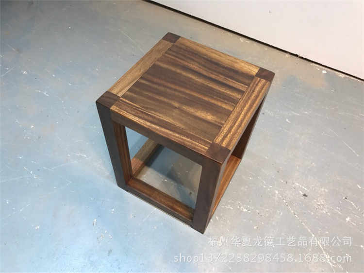 华夏龙德轩南美花梨胡桃木方凳子实木大板桌配套原木简约凳子批发示例图11