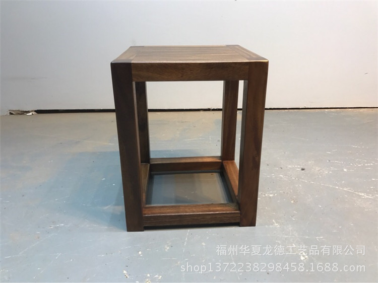 华夏龙德轩南美花梨胡桃木方凳子实木大板桌配套原木简约凳子批发示例图9