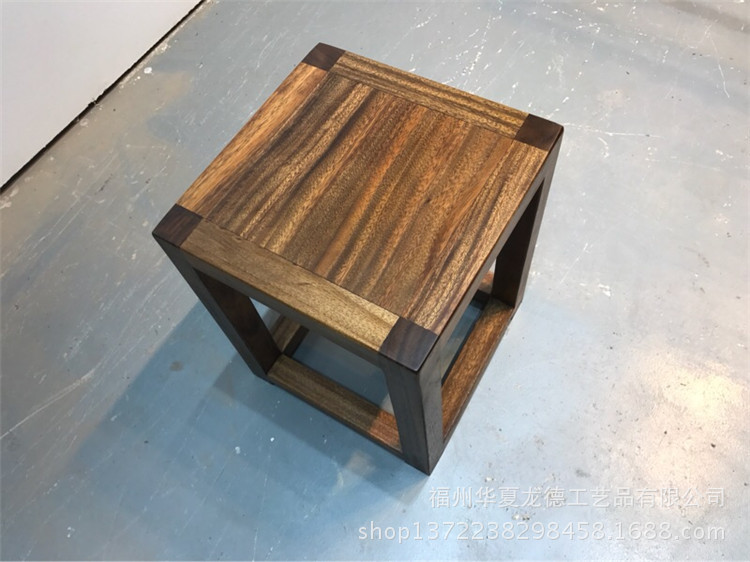 华夏龙德轩南美花梨胡桃木方凳子实木大板桌配套原木简约凳子批发示例图8